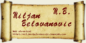 Miljan Belovanović vizit kartica